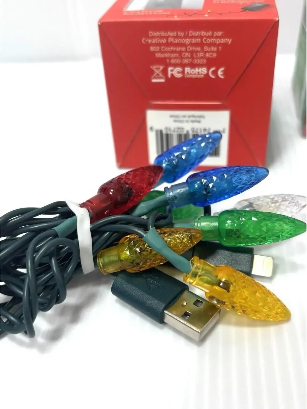 Dual-Tip Charge Sync Cable Christmas Lights Glow 3 Sets USB Phone Charger NEW